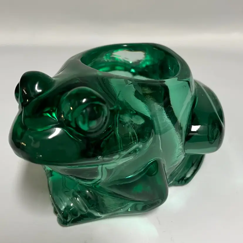 Indiana Glass - Green Frog - 🐸 Vintage Candle Holder- 5x4”