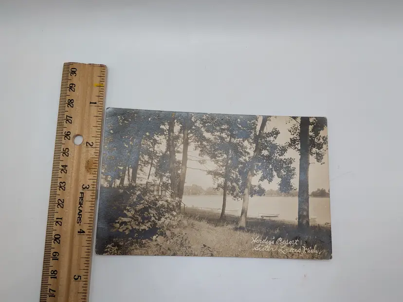 E5. Antique Sister Lakes, MI Nature Scene Postcard AZO
