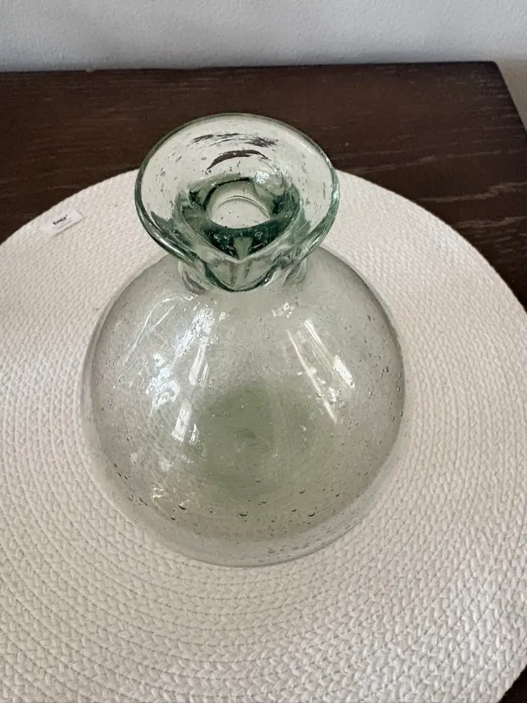 Vintage Hand Blown Green Glass Decanter