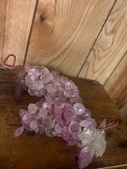 Vintage Lucite Purple Grapes With Leaves 2 Bunches MCM