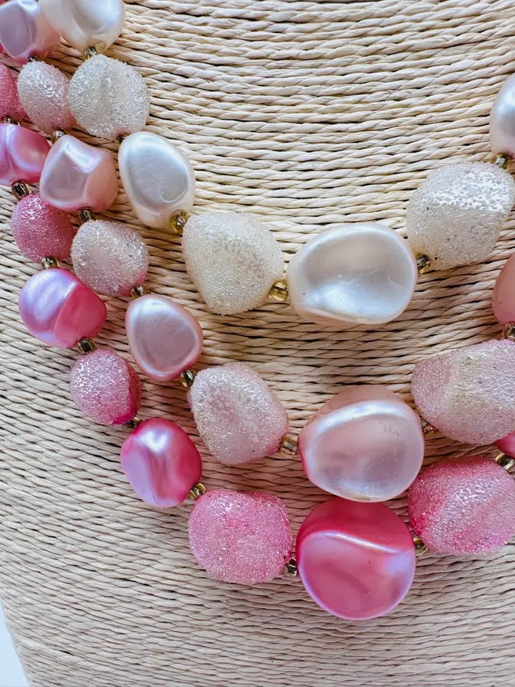 Vintage Hong Kong Sugar Beaded Multi strand Necklace