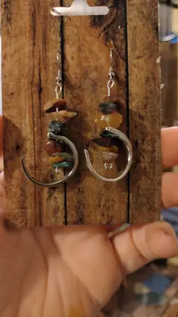 Green and tan earrings