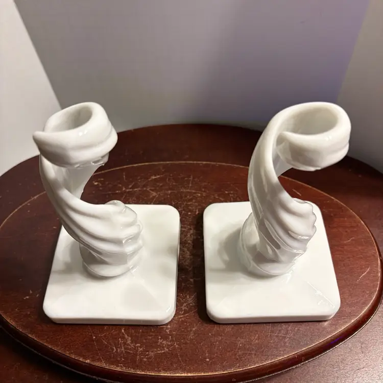 Westmoreland Lotus Spiral Candlestick Holders