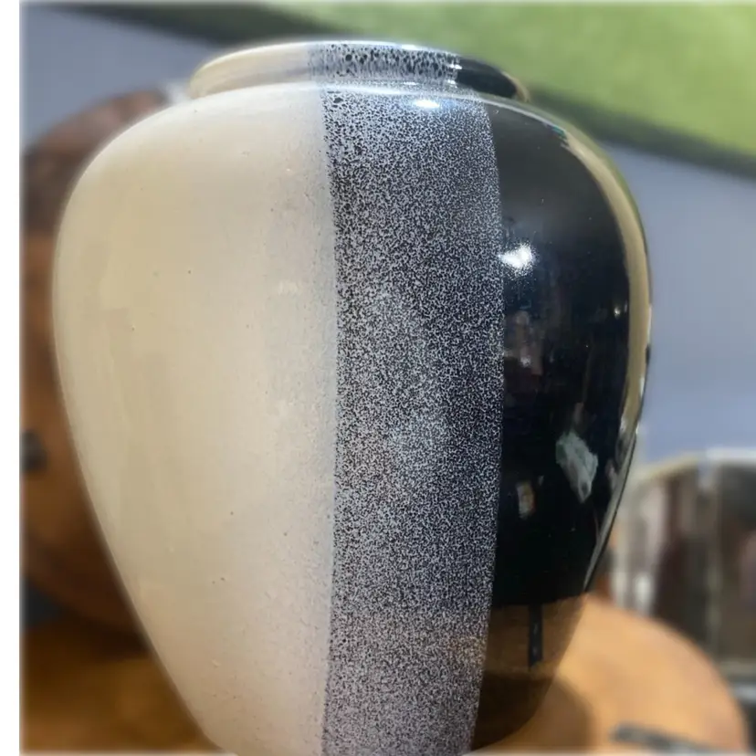 W. Germany Black Gray White Oval Vase
