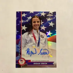 Regan Smith 2024 Topps Chrome US Olympic & Paralympic Hopefuls American Flag Refractor Auto /76