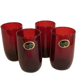 Royal Ruby Anchor glass Set Of 4 , USA 5” T X 3” W
