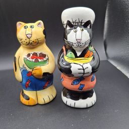 Catzilla Big On Cats Chef Gardener Ceramic Salt & Pepper Shakers