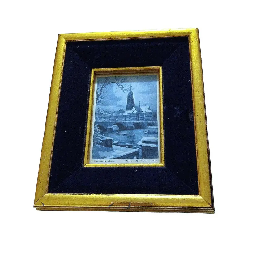 Original Painting By Ernest Geissendorfer "Frankfurt Em Main" Snowcapped Roofs