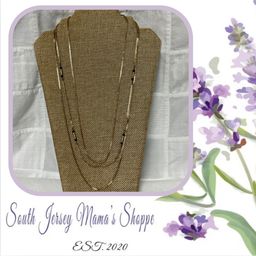 Vintage Sarah Coventry Gold Tone Triple Strand Chain With Blue Stone Accent Beads