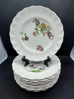 Vintage Bread And Butter Plates Spode Copeland Wicker Lane Basket Weave Pattern