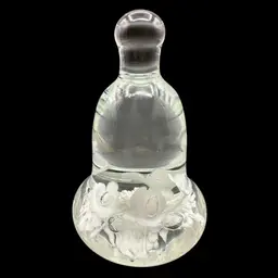 Joe St. Clair White Floral Bell Shaped Paperweight, Stamped 5.5”T 3.5”W