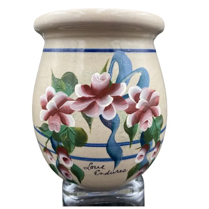 Vintage Yesteryears Hand Turned Pottery Vase/Crock, Marshall, TX "Love Endures"