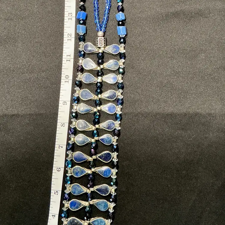 LAPIS LADDDER NECKLACE Statement Necklace, African Trade Beads, Artisan Necklace