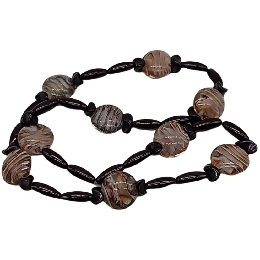 Vintage Swirled Glass Bead Necklace