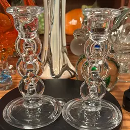 #01 - Set Of Godinger Crystal Candlesticks By Shannon