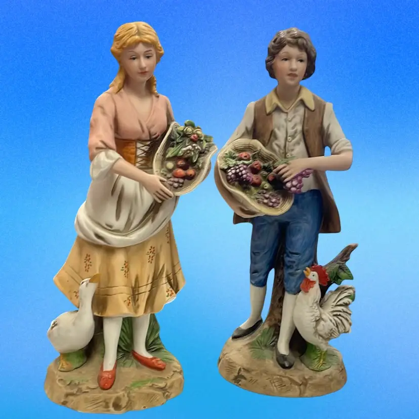 Vintage Homco Porcelain Couple Picking Fruit