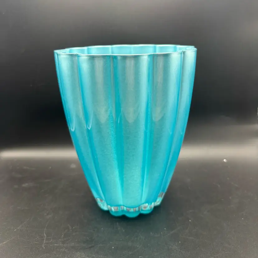 Teleflora Pearly Aqua Blue Glass Vase