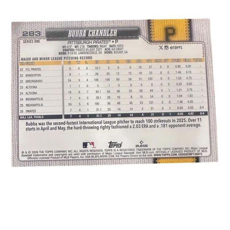 Bubba Chandler Topps Series 1 Holiday Polka Dot RC