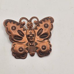 Copper Southwestern butterfly Brooch Pin vintage estate find