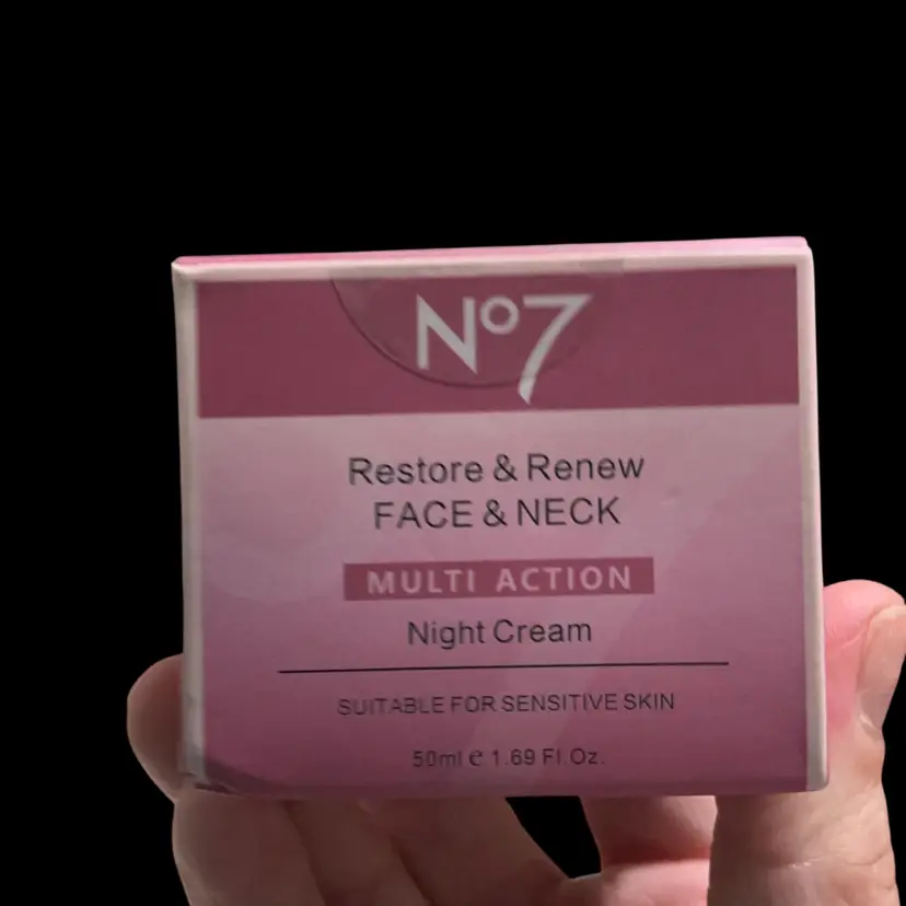 No 7 Restore & Renew Face & Neck Multi Action Night Cream. To Work In Harmony With Your Skins Natural Nighttime Repair Process.