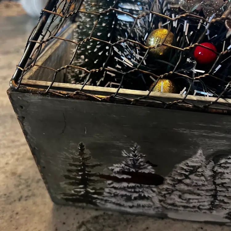 Made By Me Christmas Tree Atrium Holiday Tabletop Decor Hand painted Assemblage