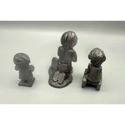 Mini Pewter Figurines Set 3 Vintage Royal Ricker Bartlett Gift Of Love Boy Car