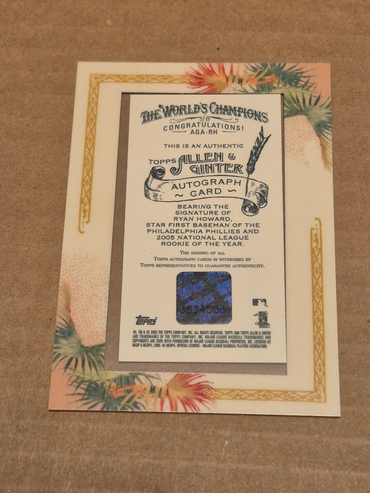 Ryan Howard 2006 Topps Allen & Ginter Framed Mini Auto #AGA-RH Phillies