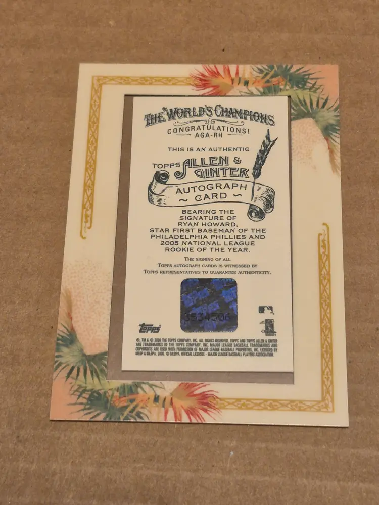 Ryan Howard 2006 Topps Allen & Ginter Framed Mini Auto #AGA-RH Phillies