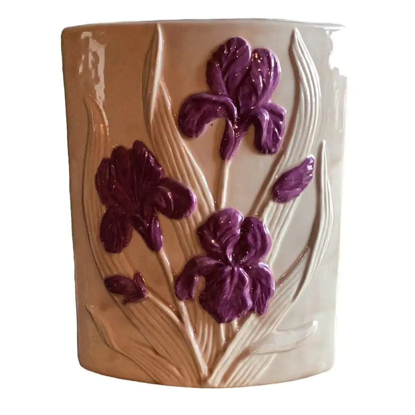 Art Deco Purple Iris Curved Vase