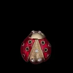 LadyBug Brooch signed AAI Red Black Enamel With Rhinestones