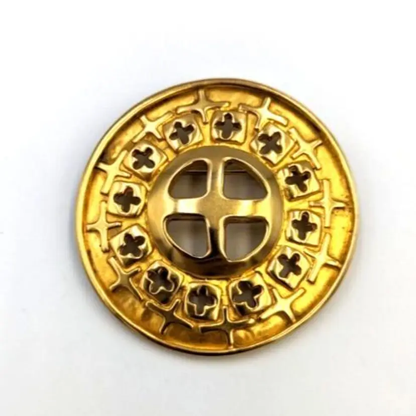 Robert Lee Morris Gold Plate Brooch Cross Motifs Statement Vintage RLM Rare