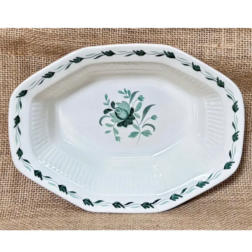 Vintage Adams Lincoln Floral Vine Small Oval Ironstone Serving Dish Cottagecore