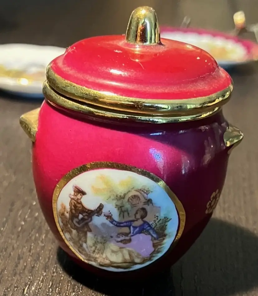Vintage Limoges France Miniature Porcelain Ginger Jar