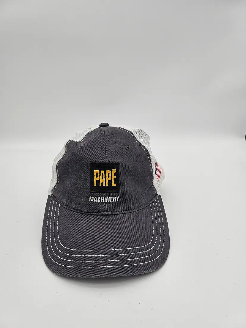 Pape Machinery John Deere Snapback Trucker Hat Cap Black White Mesh Adjustable