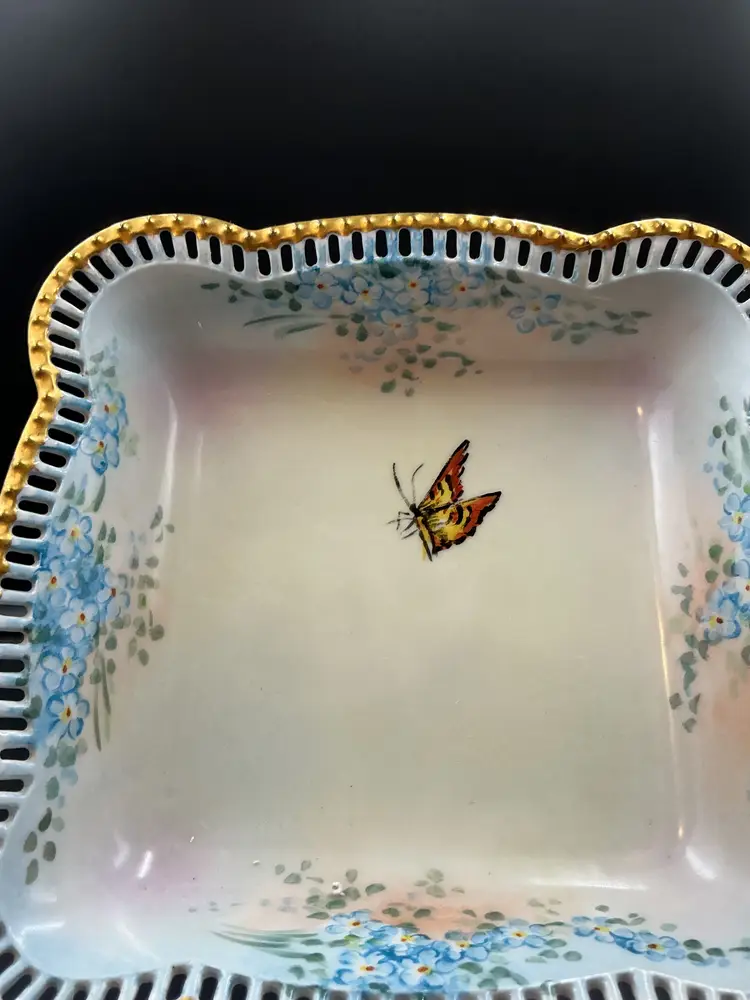 Schumann Arzberg Bavarian hand painted dish/bowl, floral and butterfly