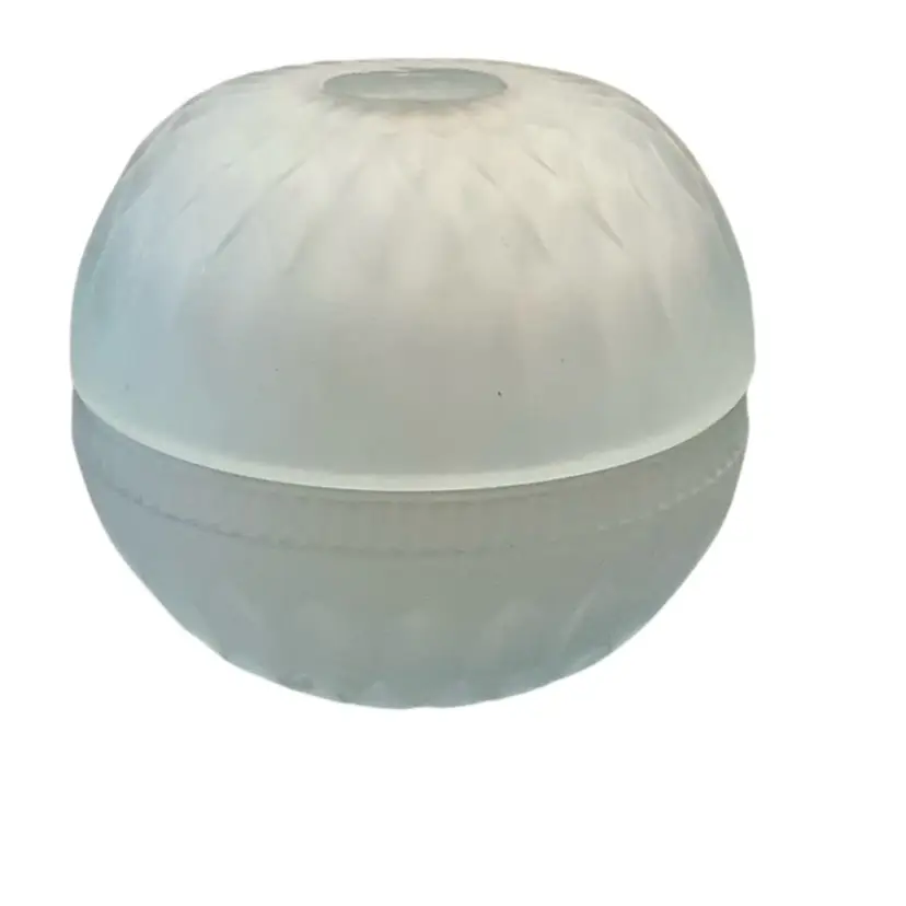 Vintage Indiana Glass 2-piece Mount Vernon Blue Mist Frosted Globe Fairy Lamp 4 1/2” X 4 3/4”