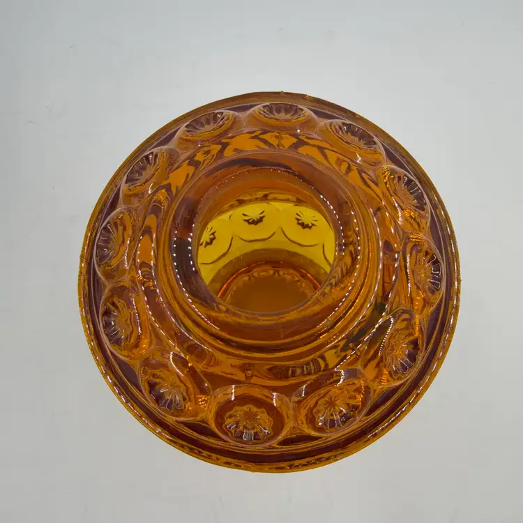 Vintage Amber Glass LE Smith Moon and Stars Fairy Light Has Many Rough Areas