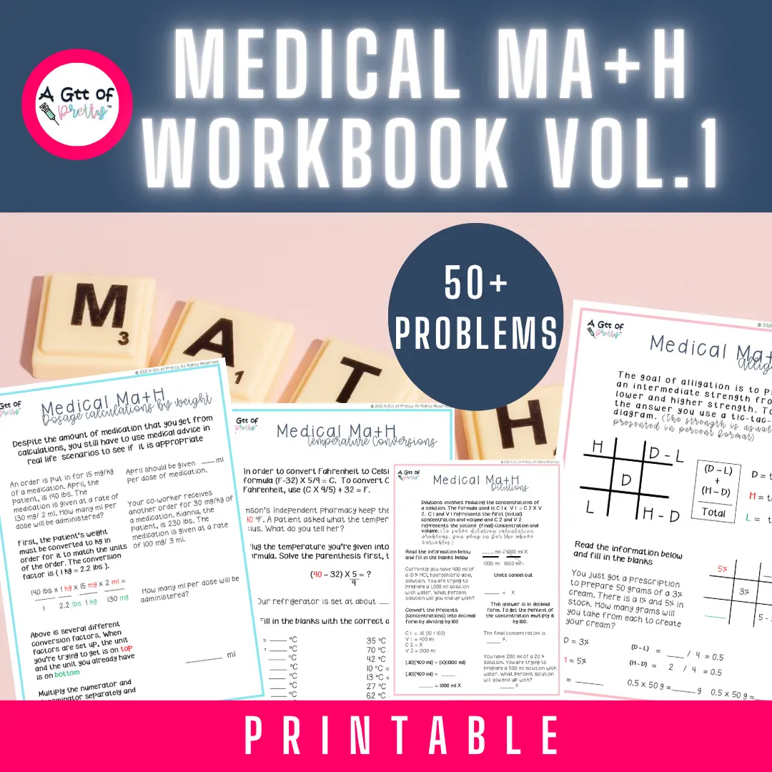 Medical Math Workbook Vol. 1 (conversions, dosage calculations, pharmacy math)