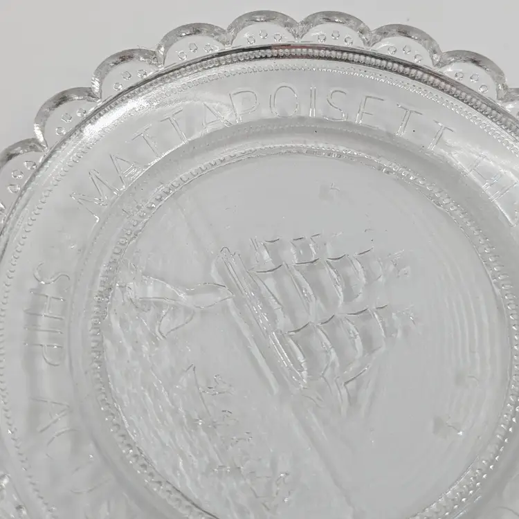 Pairpoint Cut Glass Plate Whaling Scene Mattapoisett Historical Society Ship Acushnet