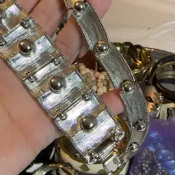 Two Piece Necklace Bracelet Silver Tone BSK