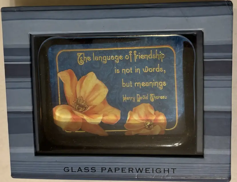 Henry David Thoreau Friendship Punch Studio Clear Vintage Desk Glass Paperweight
