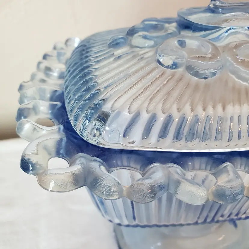 Indiana Glass Blue Covered Candy Dish