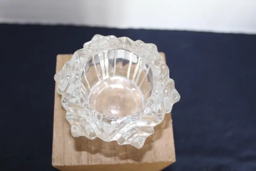 Vintage Lead Crystal Starburst Floral Votive Candleholder