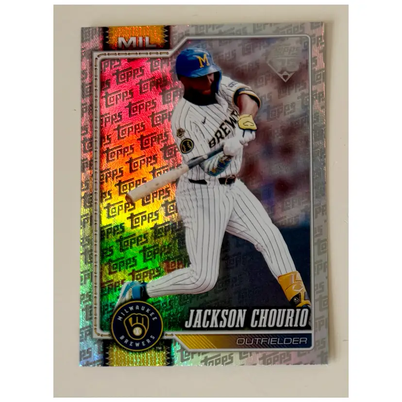 Jackson Chourio Topps Logo Foil Milwaukee Brewers