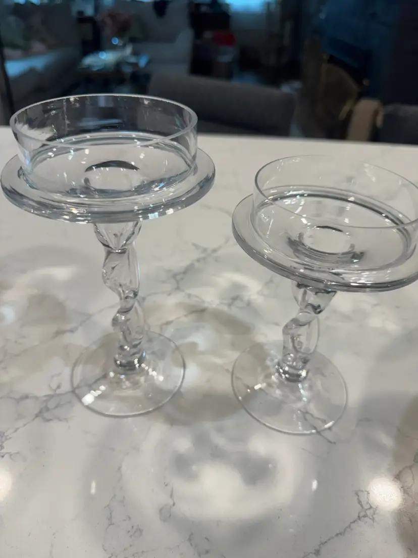 🪹Mid Century Twisted Base Glass Pillar Holders