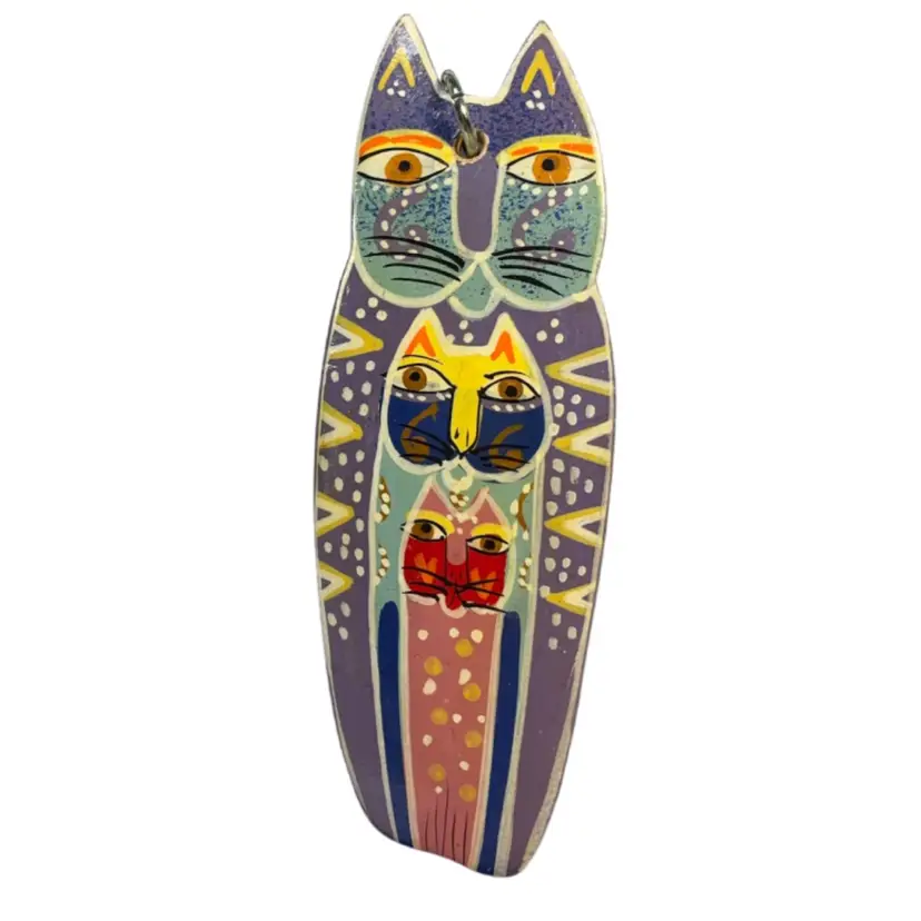 Laurel Burch Carved Wood? Pendant 4”