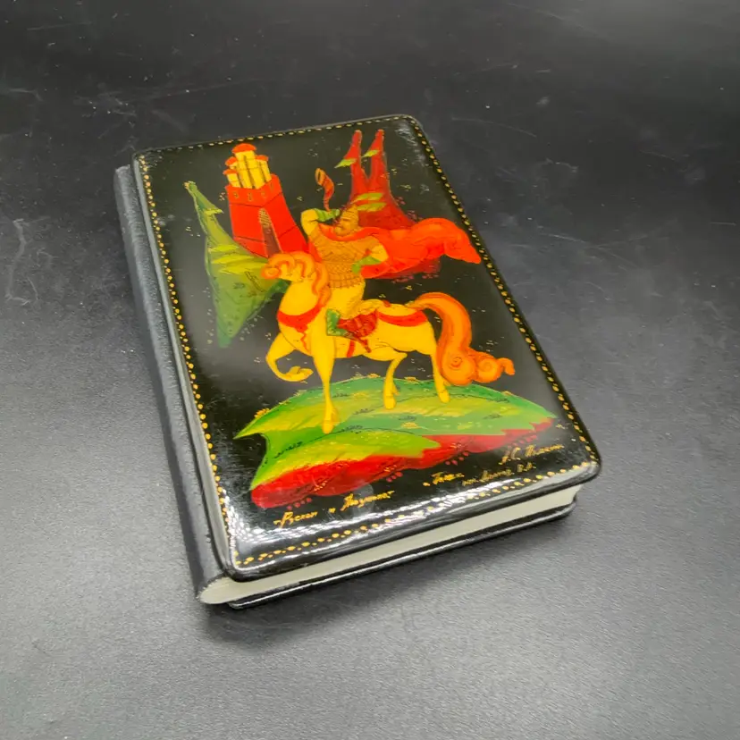 Russian Lacquer Signed  Notebook Journal Palekh Poetry Book