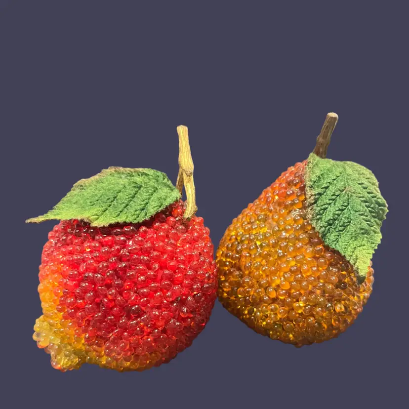 🍑🍐MCM Beaded Faux Fruit Peach & Pear | 4”