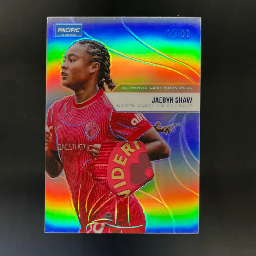 Jaedyn Shaw 2025 Parkside Pacific Relic Silver /10 NC Courage Soccer Card
