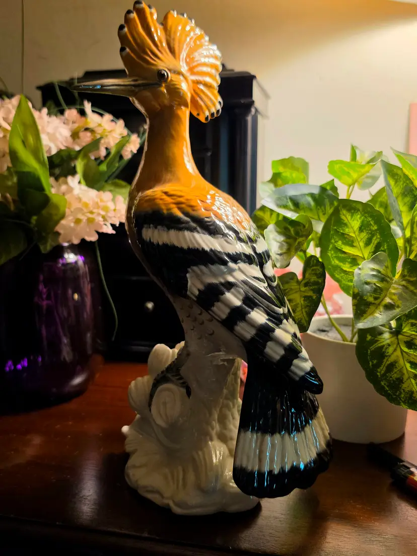 Vintage Porcelain Figurine Eurasian Hoopoe Bird